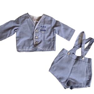 Vintage Baby Togs blue and white stripe sailor / nautical outfit Size 12 months